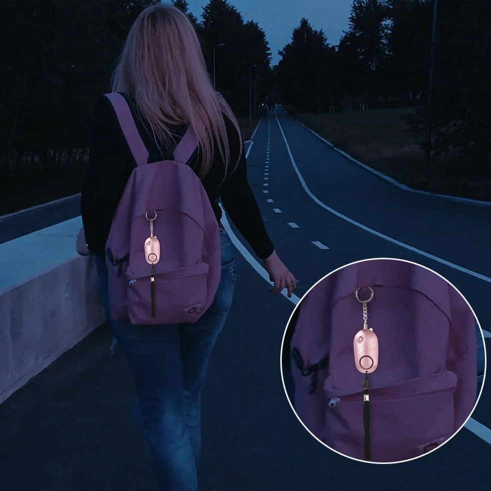 flintronic 2 x osobisty alarm 140 dB samoobrony z oświetleniem LED i brelokiem do kluczy, alarm kieszonkowy, czarny