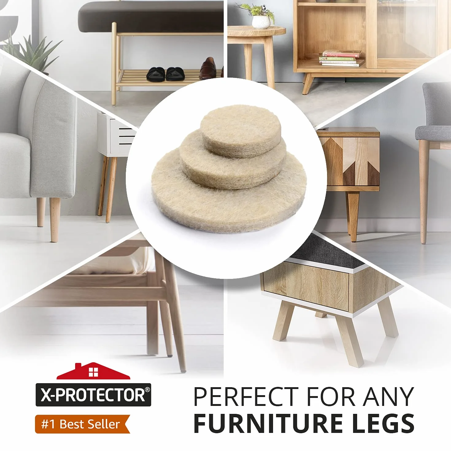 Filcowe podkładki meblowe X-PROTECTOR 181 PCS Premium Samoprzylepne podkładki - Filcowe podkładki do Nóżki mebli - Najlepsze podkładki meblowe - Chroń swoje podłogi z drewna i laminatu!
