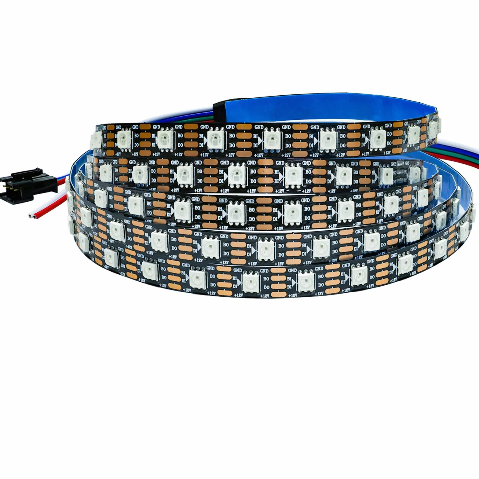 Taśma LED 12 V WS2815, 2 m, RGB, podwójny sygnał pikseli, SMD 5050, 120 diod LED, IP30, w pełni kolorowa, indywidualnie adresowalna, programowalna, listwa świetlna do majsterkowania, dekoracja