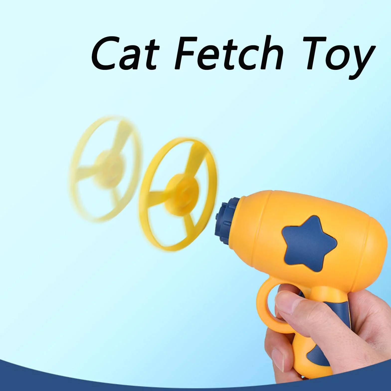 Zabawka latająca dla kota z wyrzutnią i 5 śmigłami