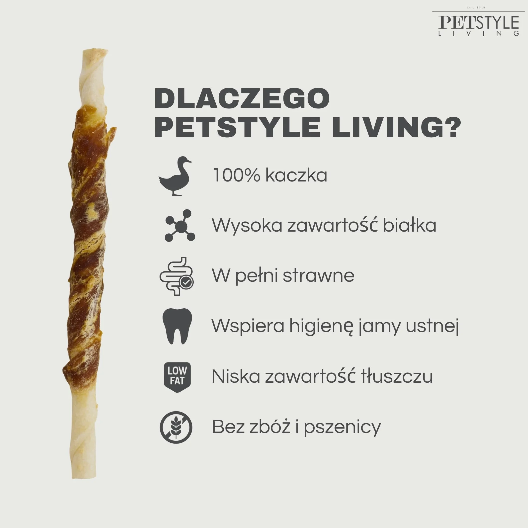 Patyk do żucia z Kaczka dla psa 100 sztuk