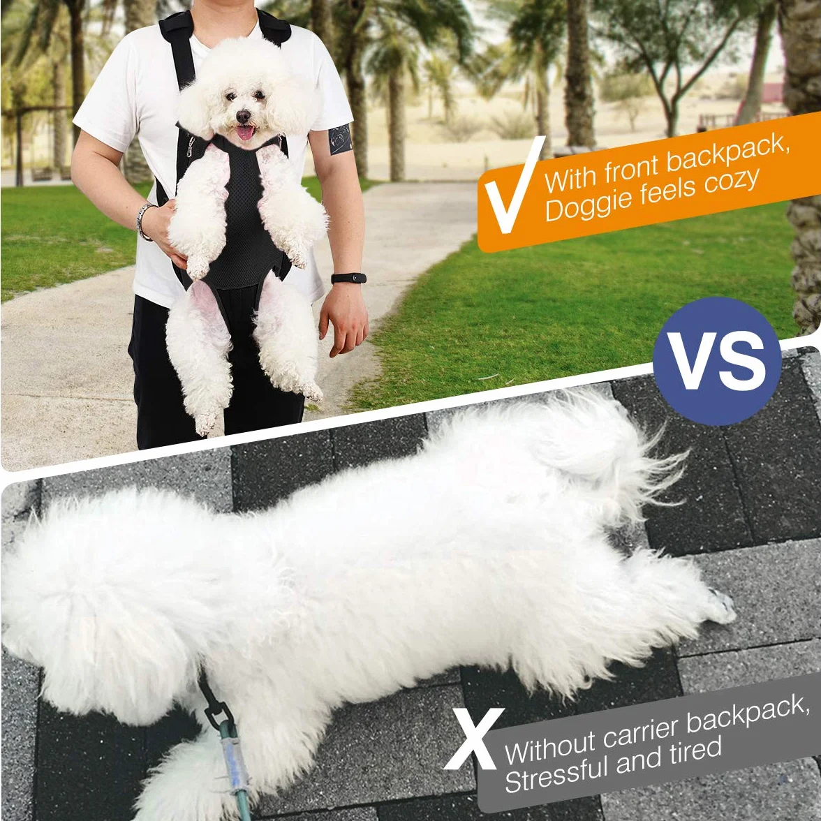 Adjustable Pet Carrier Backpack, Pet Front Dog Carrier Backpack, Legs Out, Easy-Fit for Hiking Traveling for Larger Size Dogs, Large Travel Bag, Large Size, Black