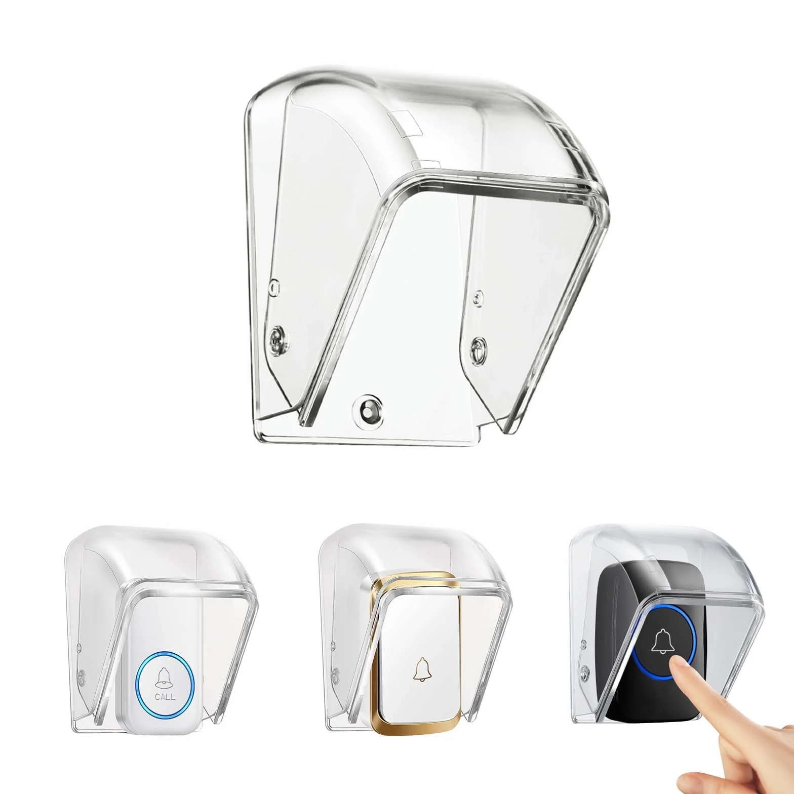 Doorbell Rain Cover, Flip-up wodoszczelna osłona z tworzywa sztucznego, zestaw dzwonków do drzwi, łatwa instalacja, obudowa na dzwonek do drzwi, bezprzewodowy dzwonek do drzwi (9,7 x 6,4 x 6,4 cm)