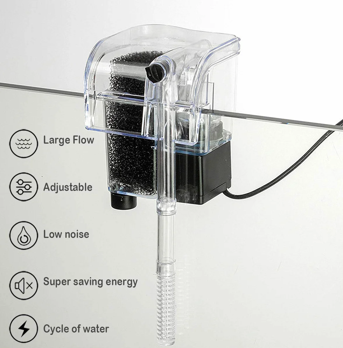 BPS Zewnętrzny filtr do akwarium wiszące zewnętrzny zbiornik na ryby filtr energii wodospad zawieszenie pompa tlenowa 380L/H BPS-6077