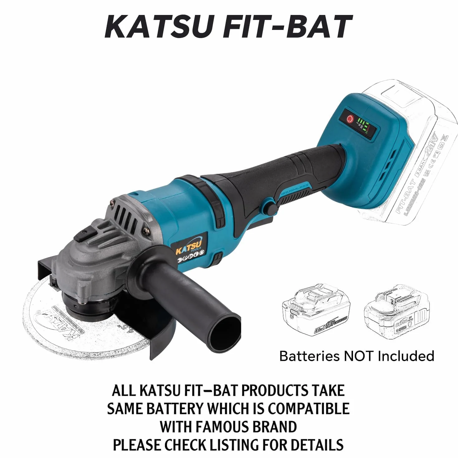 KATSU FIT-BAT 21V Bezszczotkowa Szlifierka Kątowa 115mm 125mm 3 Prędkości