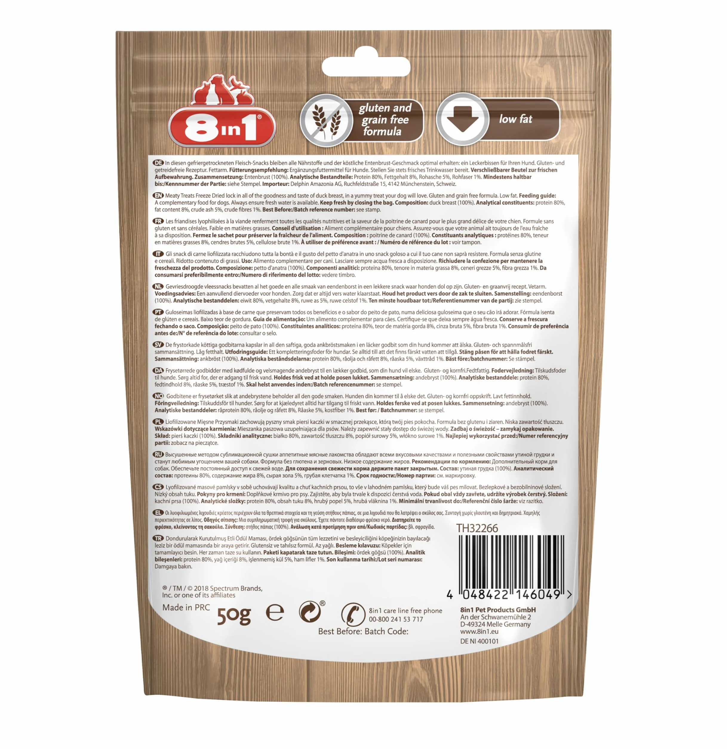 8In1 Meaty Treats Smakołyki dla Psów, Kaczka, 50 g