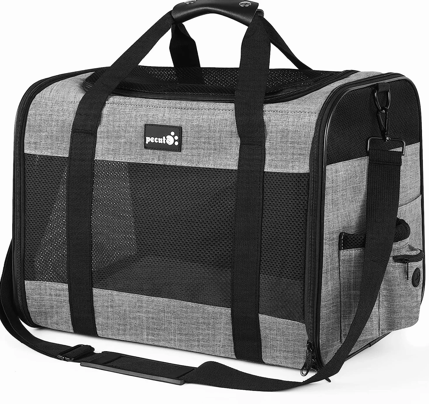 Pecute® torba na zwierzęta domowe, duża, plecak dla kota, przenośna torba podróżna dla psa, oddychająca siatka, odpowiednia zarówno na długie, jak i krótkie podróże, przeznaczona dla kotów i szczeniąt