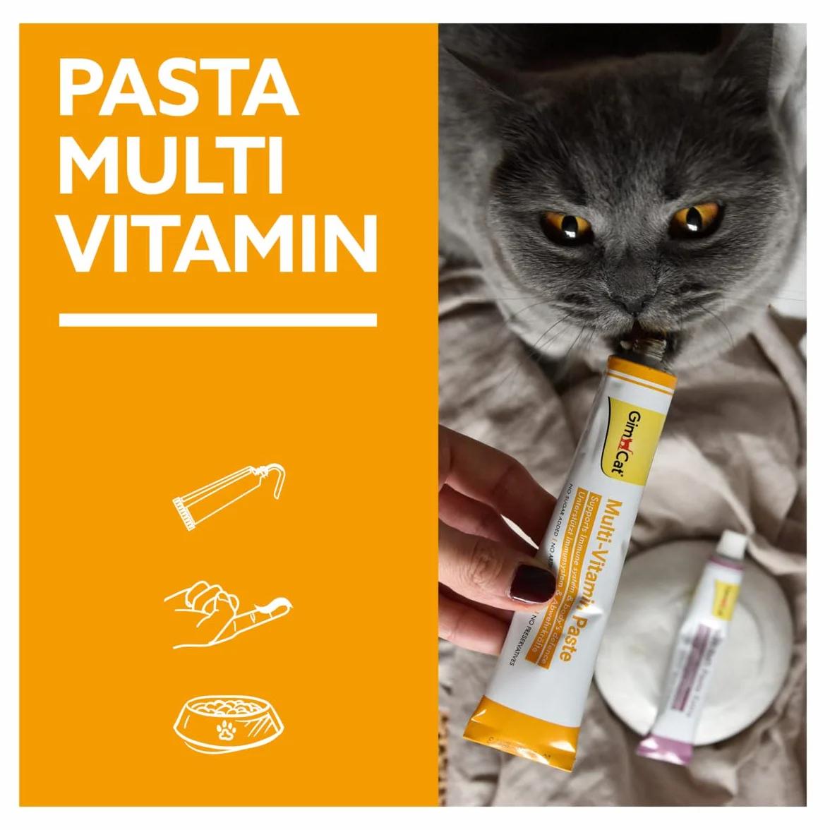 GimCat Multi-Vitamin pasta multiwitaminowa - Zdrowa przekąska dla kotów aktywuje siły obronne organizmu i wzmacnia układ odpornościowy - 1 tubka (1 x 100 g)