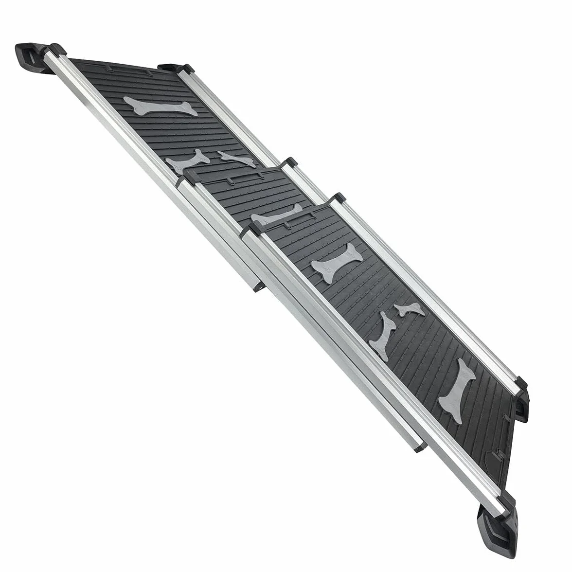 TOPWAY Rampa dla psów, nośność 68 kg, przenośna składana lekka antypoślizgowa rampa ze stopu aluminium, 71-156 cm, czarny/srebrny 699900