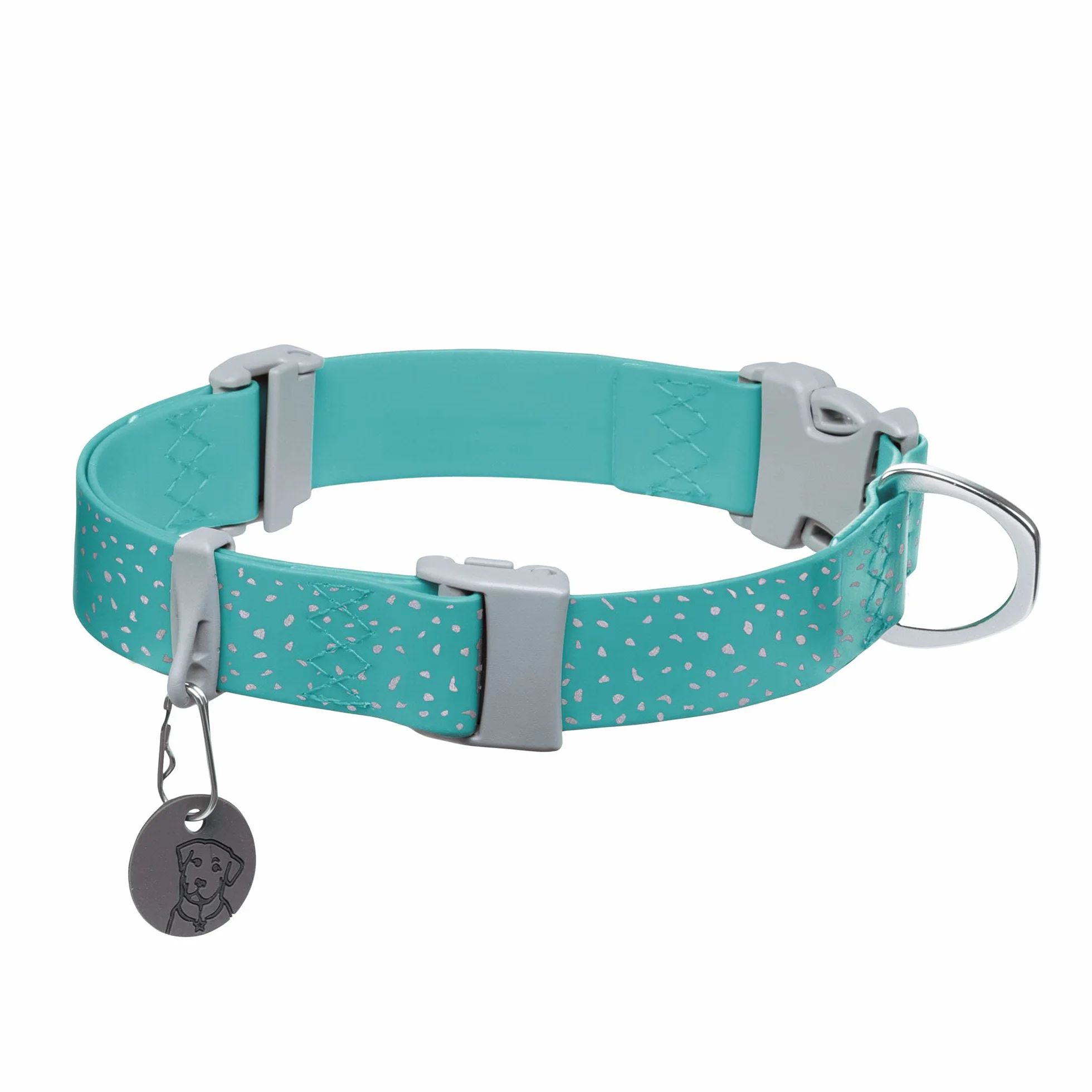 Ruffwear, Confluence obroża dla psa, wodoodporna, wytrzymała, szybkozłączka, odporna na zapachy, łatwa w czyszczeniu, regulowana taśma TPU z cichym mocowaniem na identyfikator, Aurora Teal, 35 cm – 51