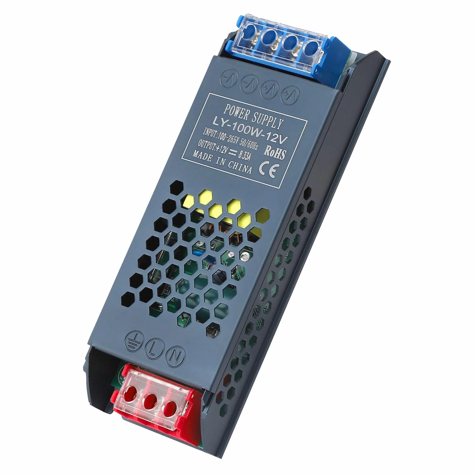 Transformator LED 12 V 100 W, zasilacz sieciowy 230 V na 12 V, zasilacz impulsowy LED transformator 8,3 A AC 230 V na DC 12 V, kompaktowe napięcie stałe, cienki transformator niskiego napięcia do lamp
