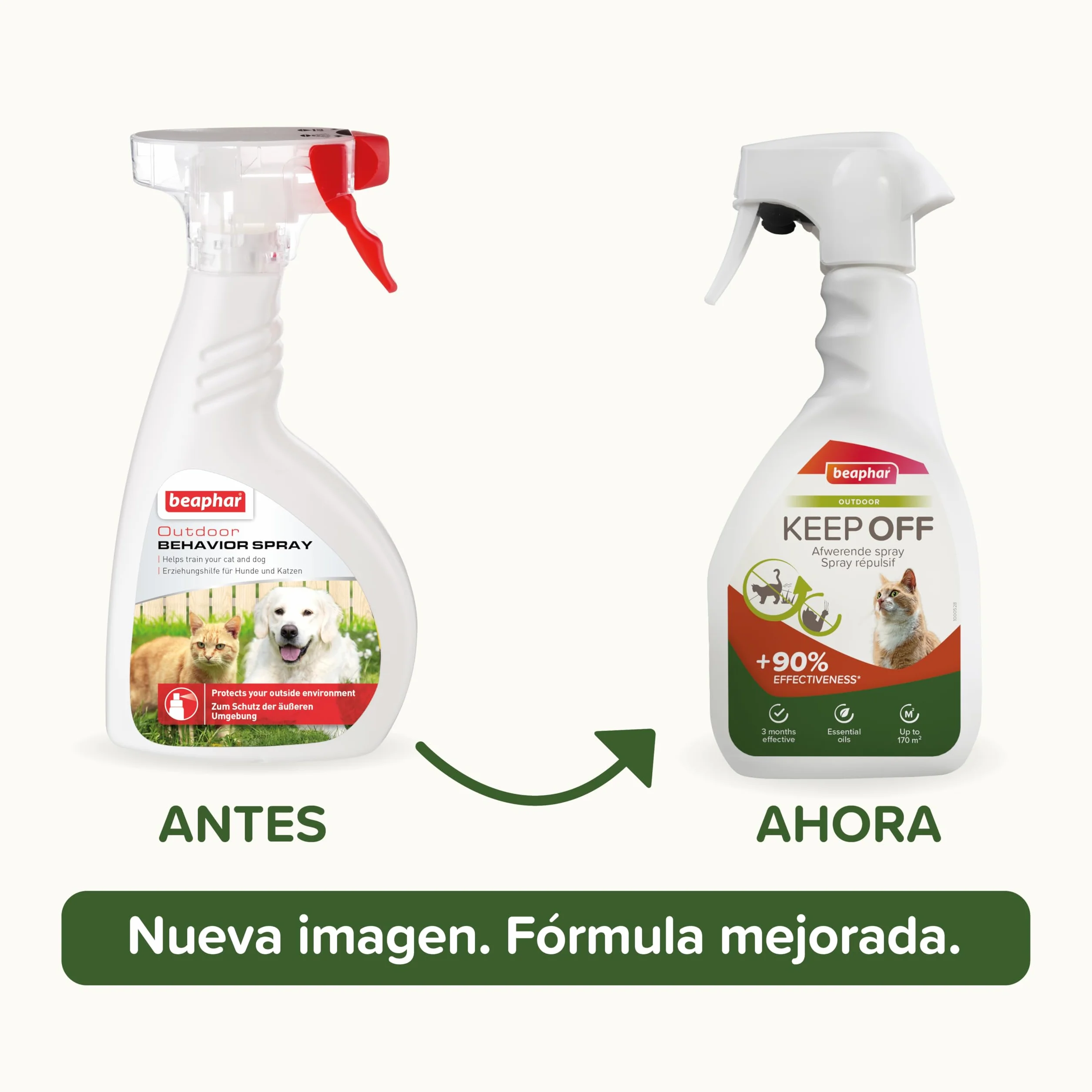 Beaphar Keep Off Outdoor Spray dla kotów – odporny na zarysowania i znakowanie – wychowawca i odstraszacz – ochrona do 3 miesięcy – z olejkami eterycznymi – do ogrodu i na taras – 500 ml