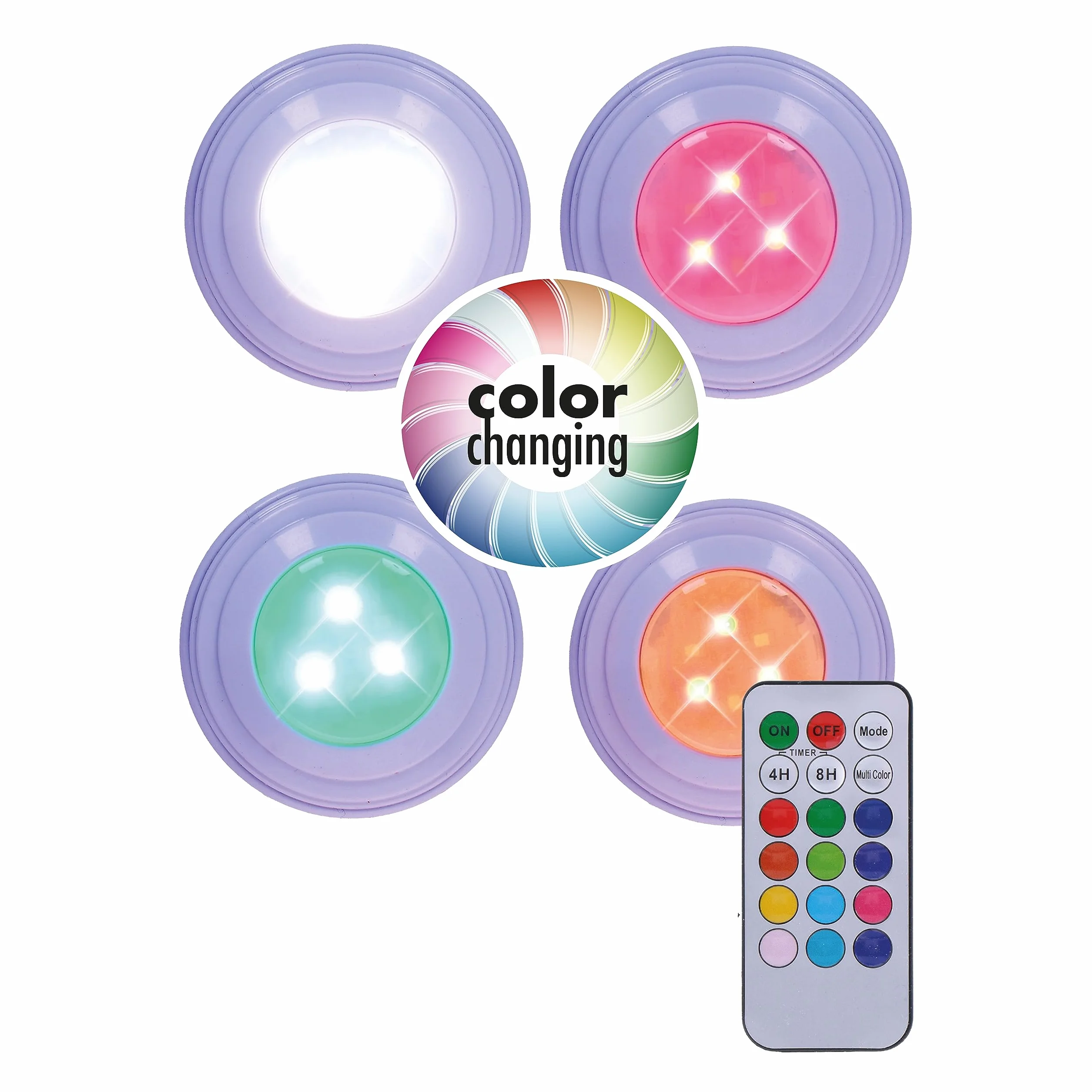 Grundig Bezprzewodowy Reflektor LED 4 Części - Różne Kolory - Lumiere z Timerem - Łatwość Obsługi - Zasilane Bateryjnie Oświetlenie - Biały
