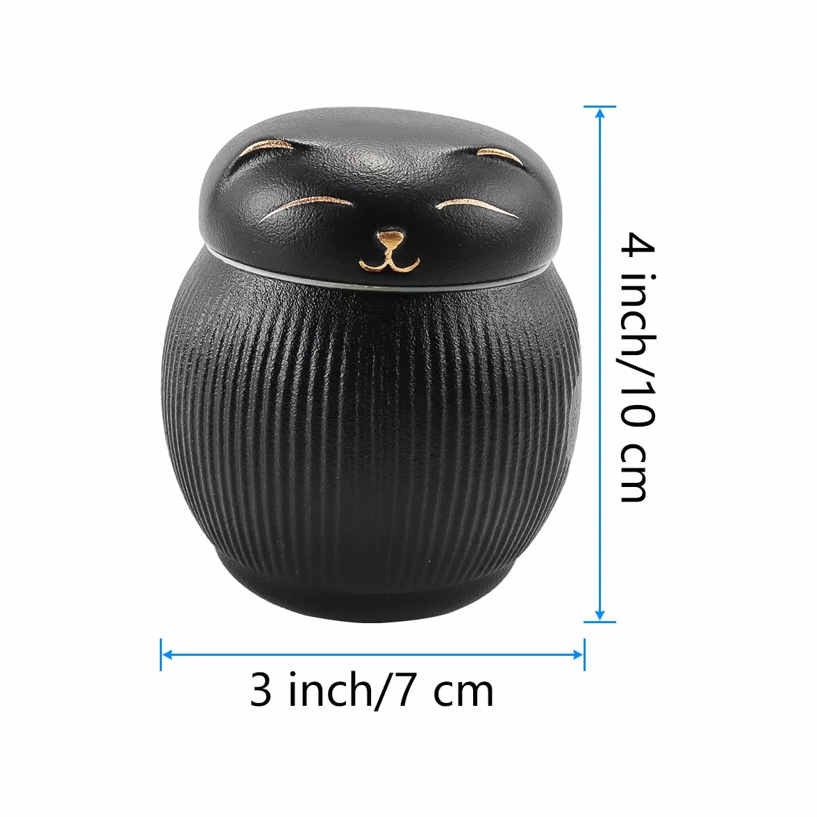 Ubric Ceramiczna urna dla kota, urna dla zwierząt, pudełko z pamięcią na popiół, urna dla kota (czarna)