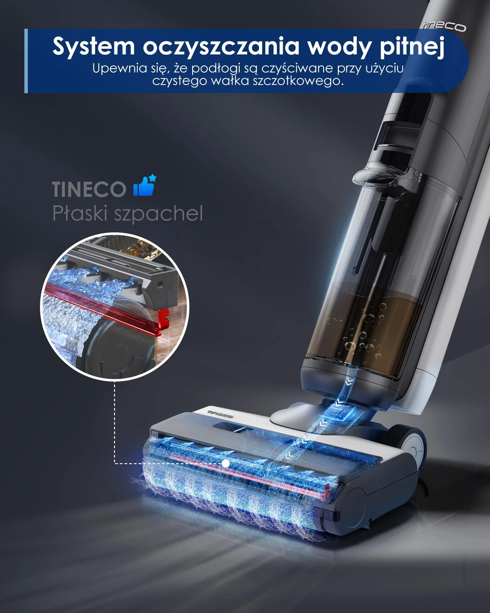 Tineco FLOOR ONE S5 Inteligentny bezprzewodowy odkurzacz na mokro i na sucho i mop do twardych podłóg, cyfrowy wyświetlacz, długi czas pracy, doskonały do ​​lepkiego bałaganu i sierści zwierząt