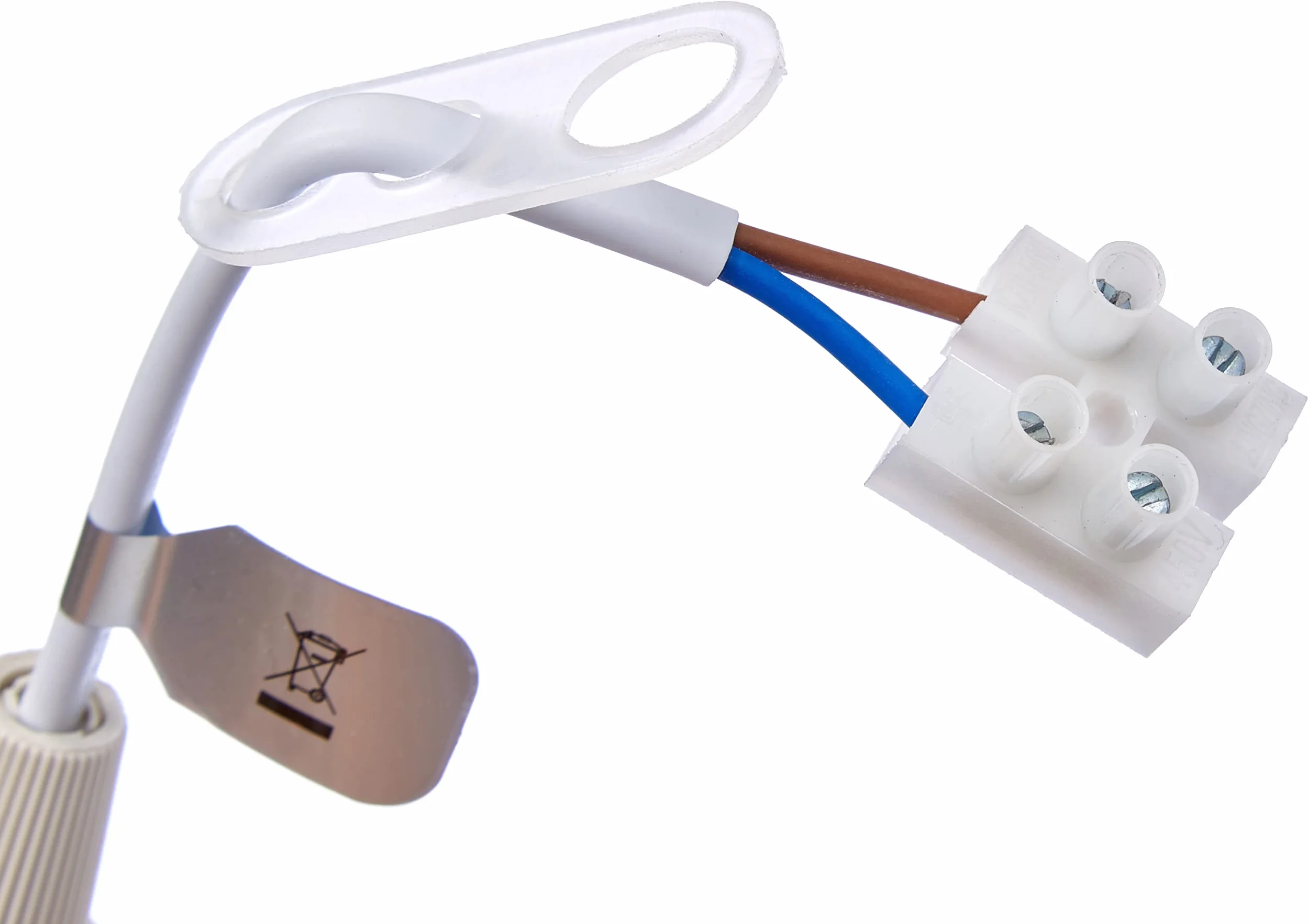 Kopp Oprawka do renowacji, wstępnie zmontowana z ok. 13 cm widocznym przewodem H03VV-F 2 x 0,75 mm², zacisk żyrandolowy i odciążający, 3 sztuki w opakowaniu, E27, maks. 60 W, kolor biały, 214601044