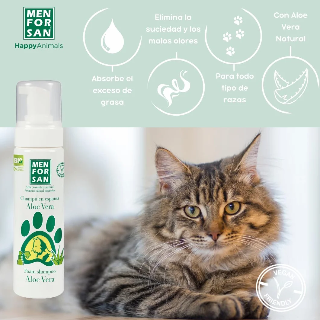 MENFORSAN Aloe Vera Szampon w piance dla kotów, 200ml