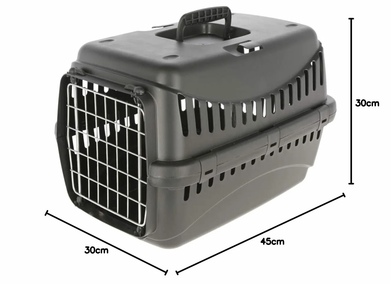 Kerbl 81332 Expedion Eco skrzynia transportowa drzwi metalowe 45 x 30 x 30 cm, czarna, 1 kg