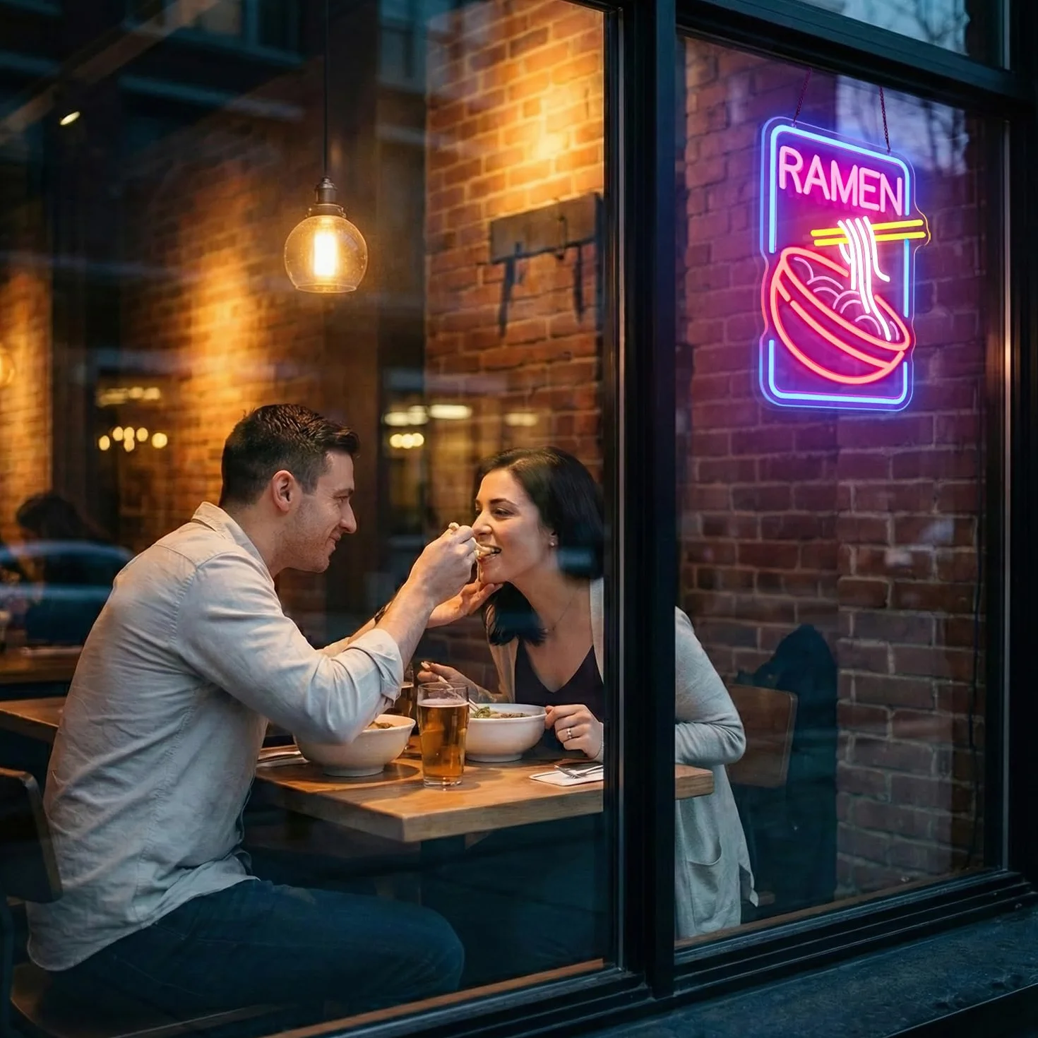 RAMEN Neonowy szyld do dekoracji ściennej, neonowe światło LED, tabliczka wisząca, zasilanie USB z przełącznikiem ściemniania, do sypialni, salonu, pokoju zabaw