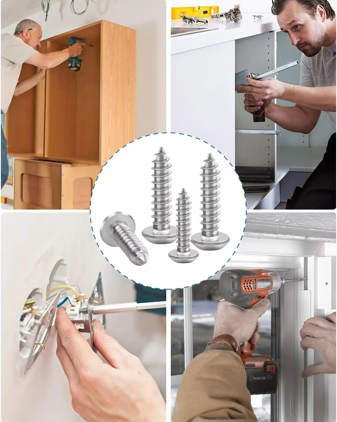 50 sztuk wkrętów do blachy, M4 x 16 mm, Leryati łeb płaski ze stali nierdzewnej z tarczą, śruby Torx, A2 V2A, wkręty do drewna, głowica soczewki, pełny gwint, śruby samogwintujące, śruby z łbem