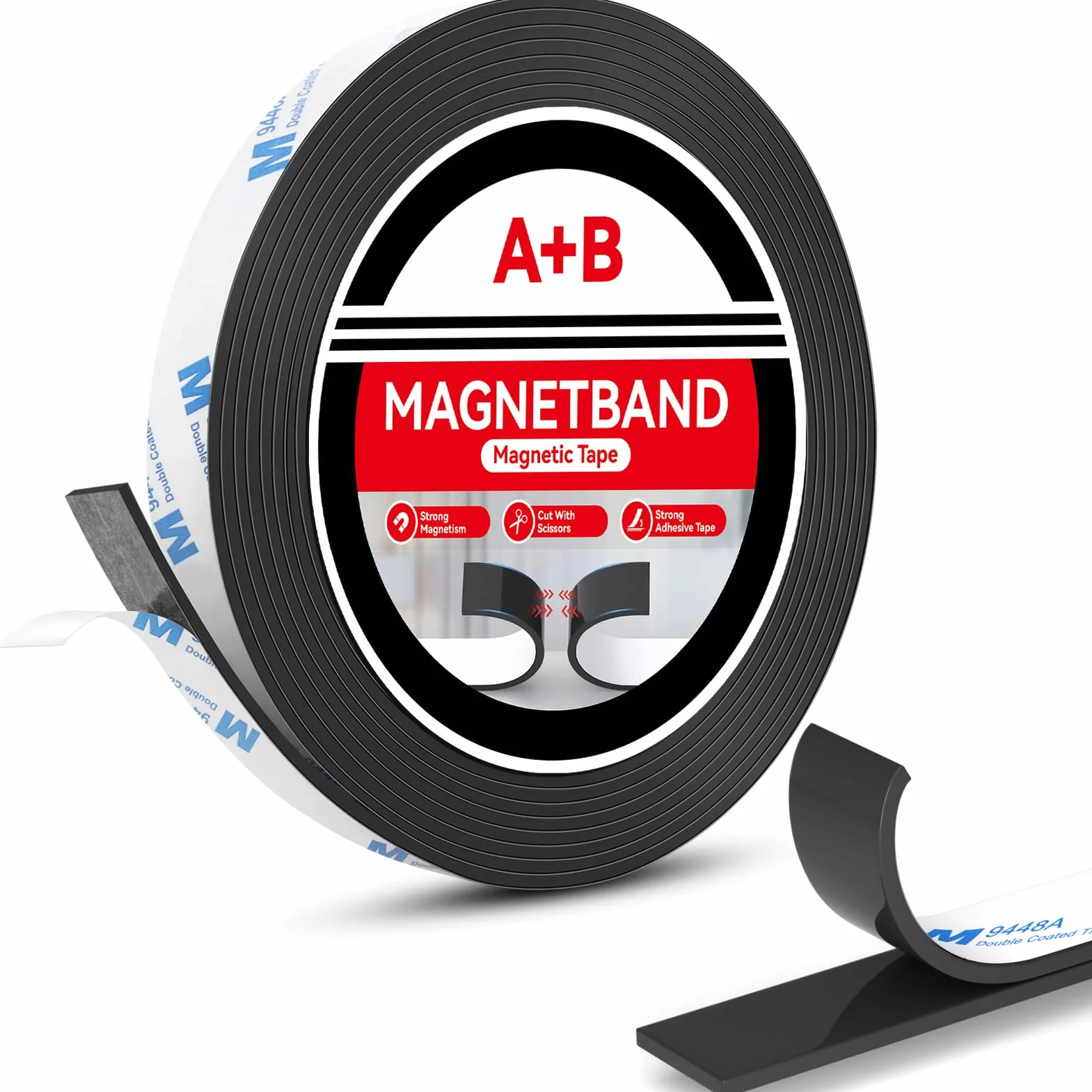 Taśma Magnetyczna A+B, Taśma Magnetyczna z Mocno Przylegająca Warstwa Klejąca do Ekranów Przeciw Owadom, Majsterkowania, Tablic, Pasek Magnetyczny, Paski Magnetyczne, 4m*15mm