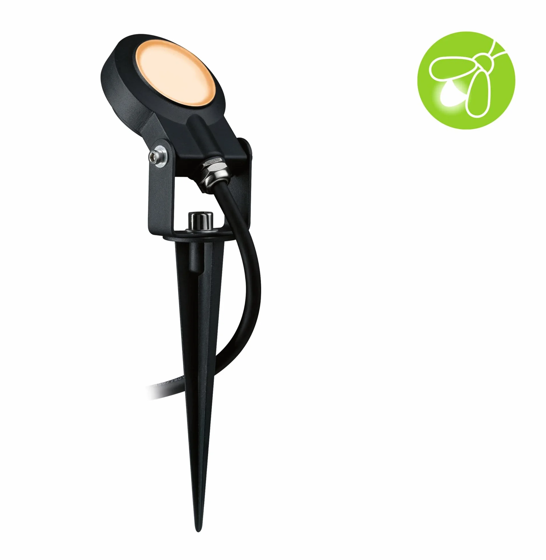 Paulmann 94728 Plug & Shine oprawa zewnętrzna LED reflektor ogrodowy Sting przyjazny owadom IP67 2200K 6,3W Antracyt okrągły ściem. złote światło Alu