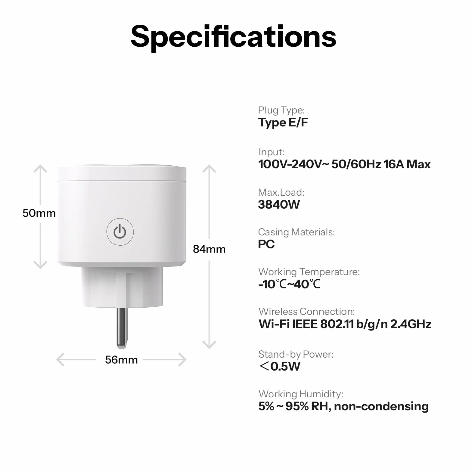 SONOFF S61s Inteligentne Gniazdko WiFi 16A/3840W – Zdalne Sterowanie & Sterowanie Głosem, Monitor Energii, Timer, Matter-kompatybilne z Alexa, Google i Apple Home