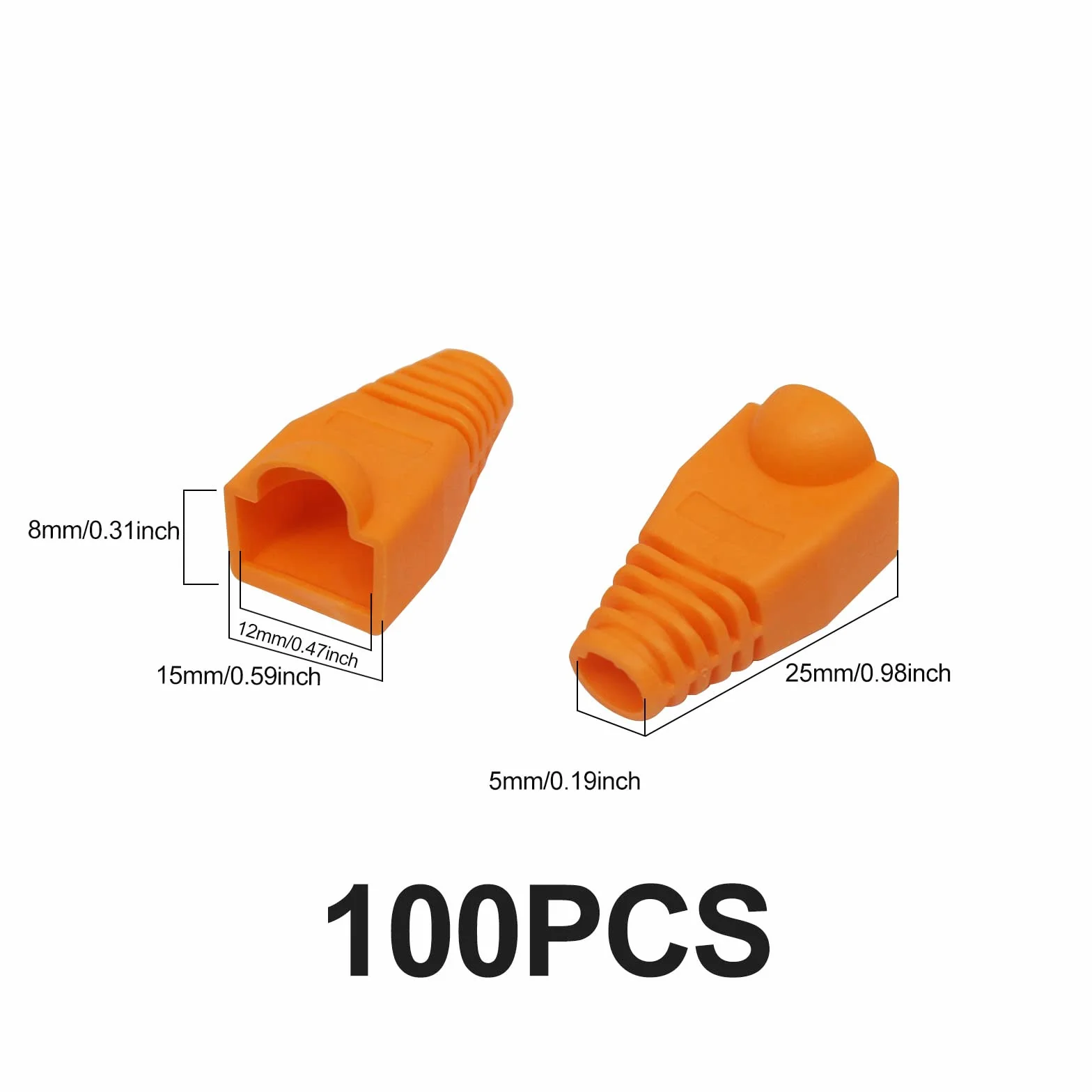 Miękkie plastikowe złącze kabla Ethernet RJ45 osłona butów odciążeniowych CAT5 CAT5E CAT6 CAT6E 100 szt. firmy Copapa (wielokolorowe)