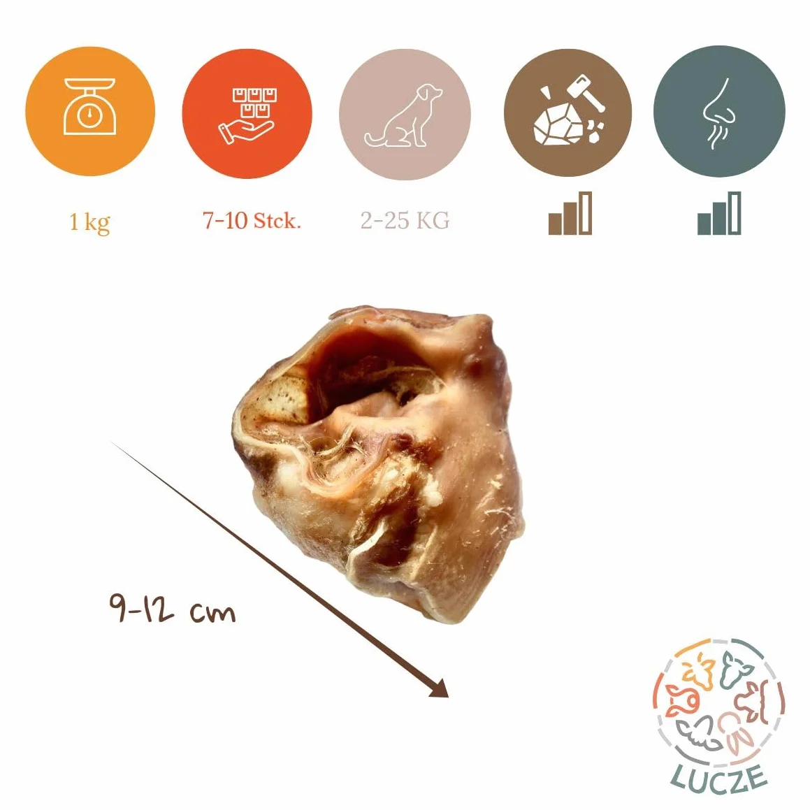 Suszone Ucho Wieprzowe Wewnętrzne dla Psów 1 kg Naturalny Przysmak Polska produkcja