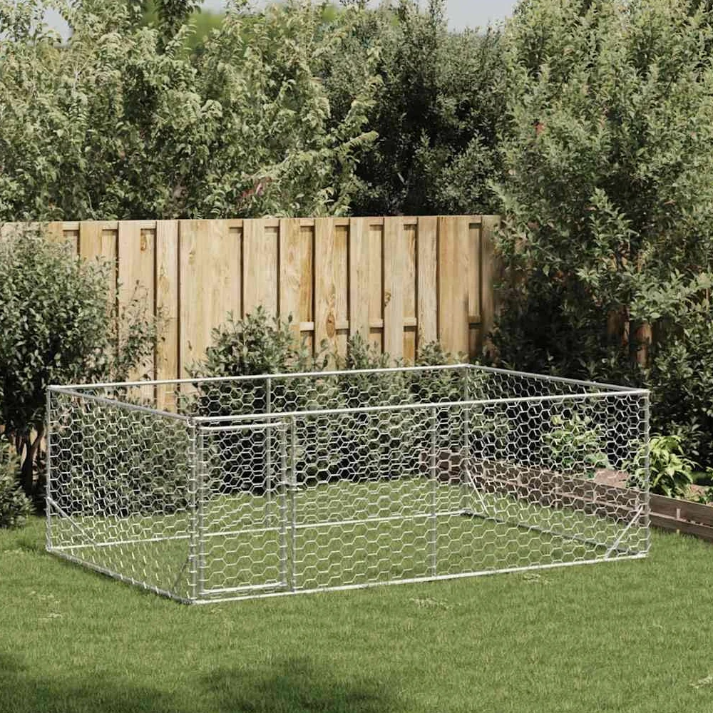vidaXL Buda dla psa na zewnątrz z drzwiami 3x2x1 m, ocynkowana stal
