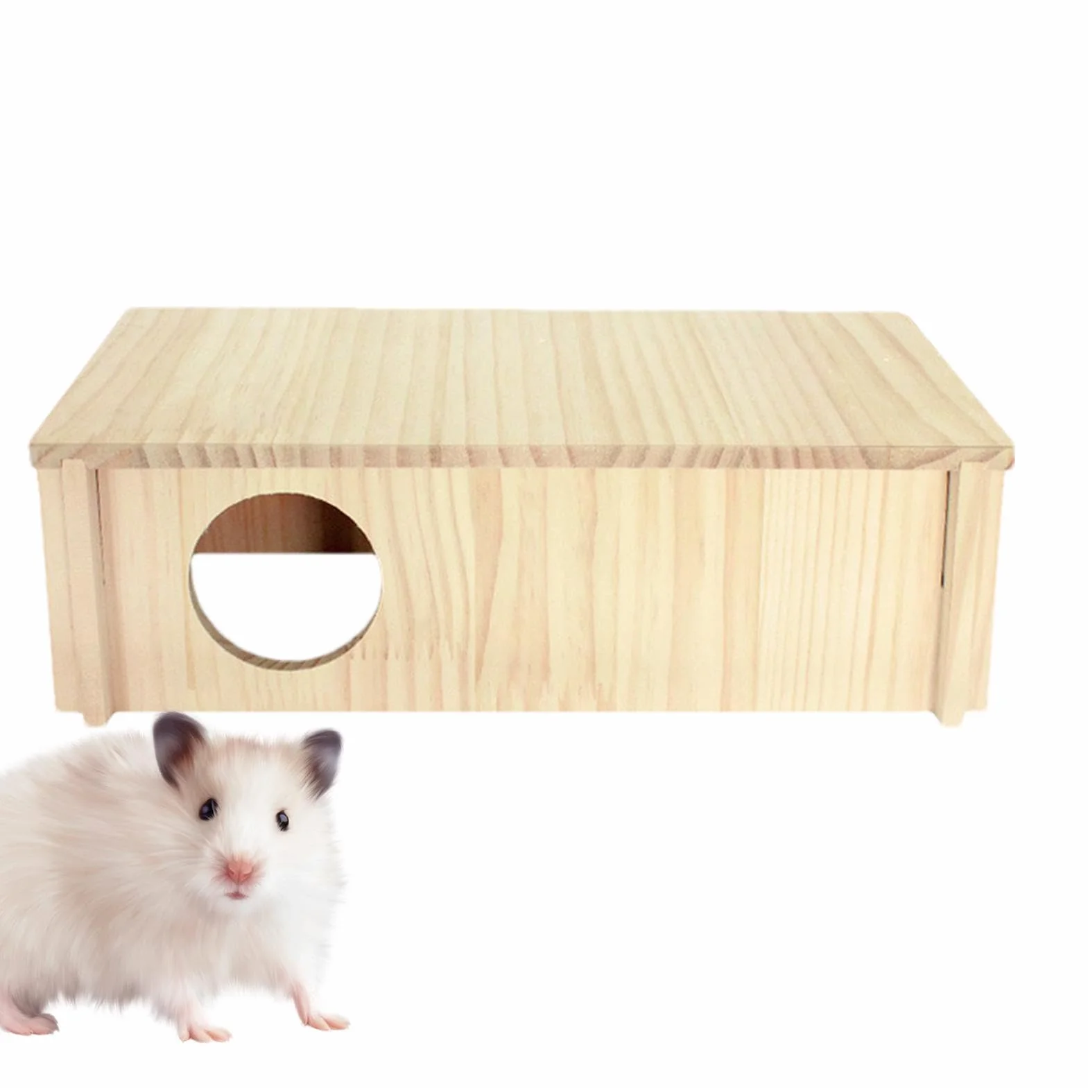 Multi Chamber Hamster House Maze, Large 2 Room, 11.81x5.91x3.74 inches Wooden Hamster Tunnel Toy for Hamsters Gerbils Mice Lemmings