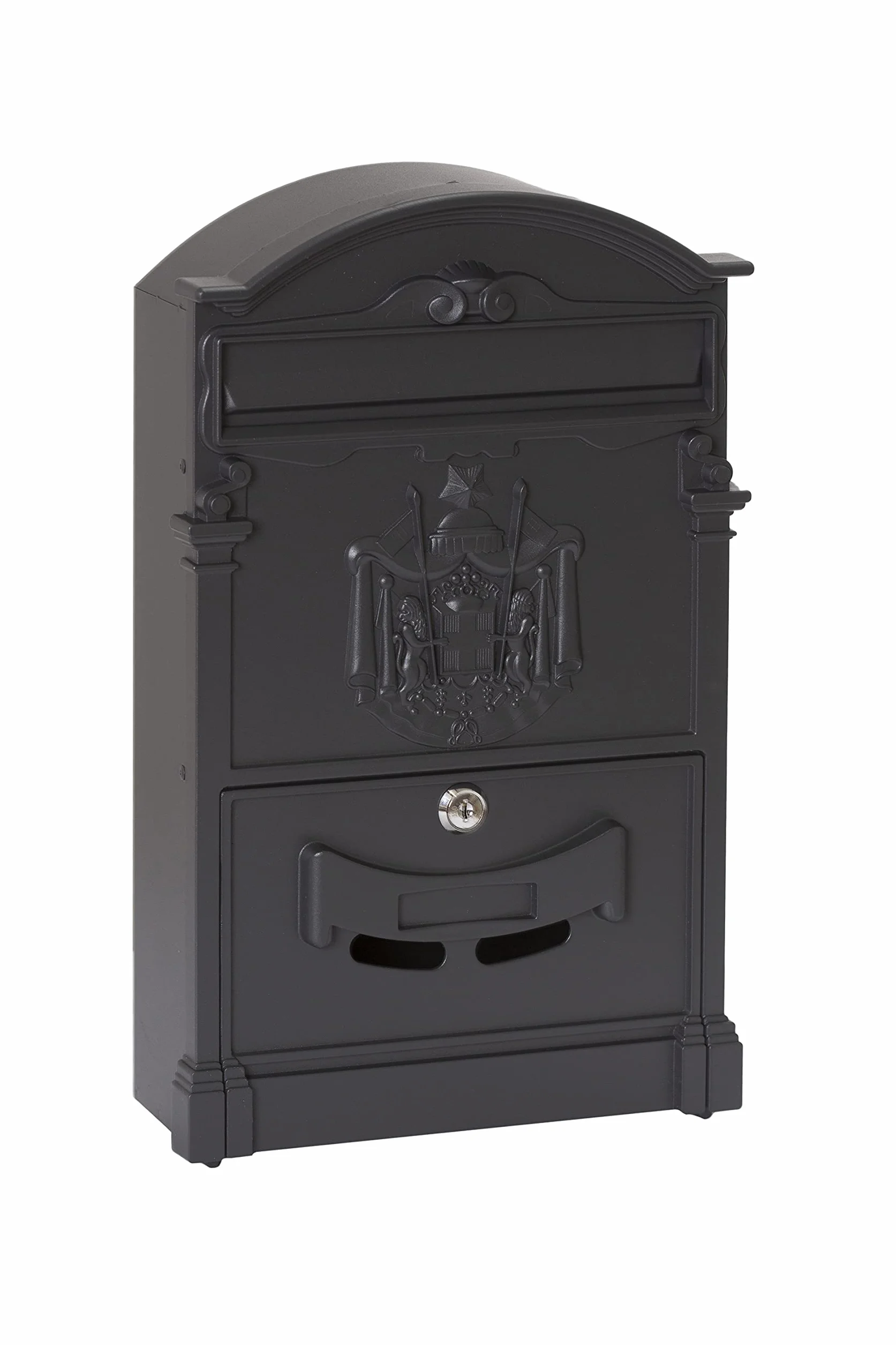 ARREGUI Residencia D-2151/N indywidualna skrzynka na listy z aliminium w klasycznym stylu, rozmiar M (DIN A4), czarna, 42 x 26 x 9 cm