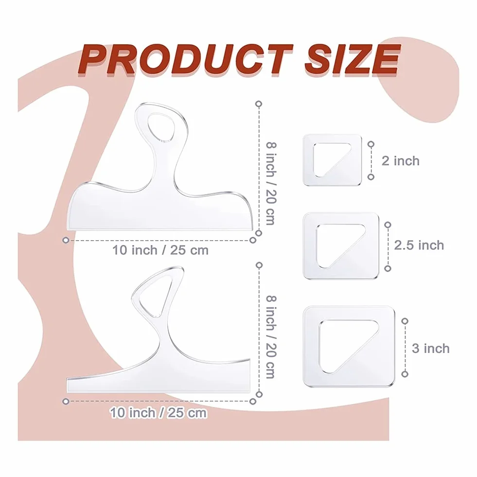 5-częściowy szablon do frezowania drewna, szablony akrylowe, fazowane szablony do curvy tracing, narzędzia do prowadzenia kuchni