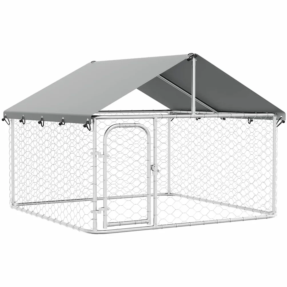 vidaXL Kojec dla psa z zadaszeniem, 200 x 200 x 150 cm, kojec dla psów, klatki dla psów, zagrody dla psów, klatka dla psa, zagroda dla psa