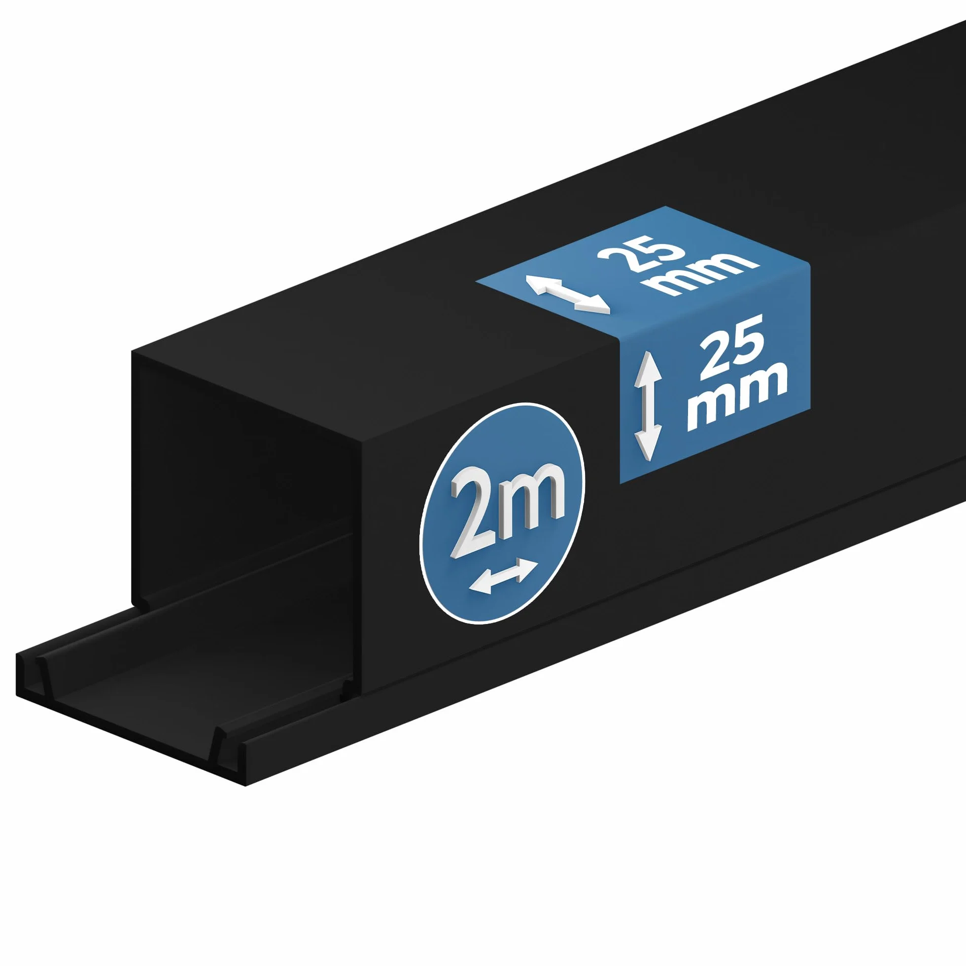 EDO Kanał Kablowy PVC 25x25 mm Ciemny Antracyt 2 m - Listwa Maskująca z Pokrywą Zatrzaskową - Korytko Kablowe Natynkowe - Osłona Przewodów na Ścianę do Domu, Biura, TV, RTV, Komputera