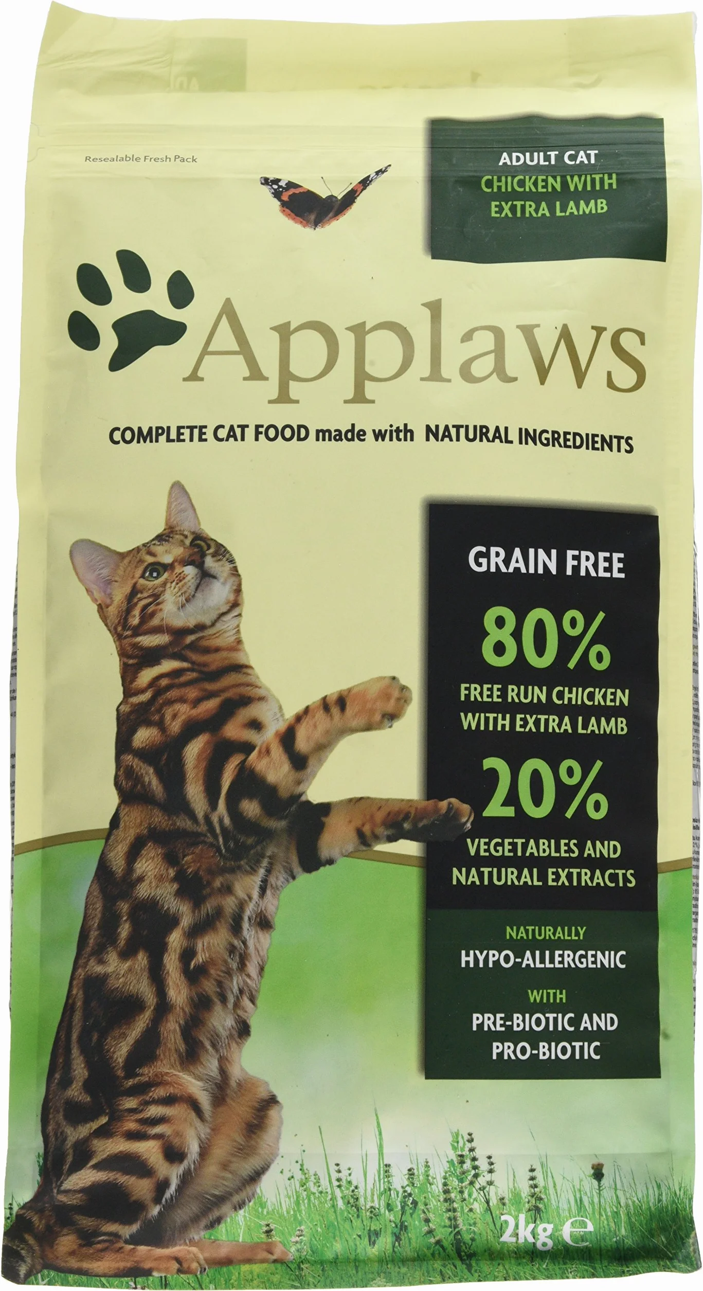 Applaws Kompleksowa i bezzbożowa naturalna sucha karma dla kotów, kurczak z jagnięciną dla dorosłych kotów, 2 kg