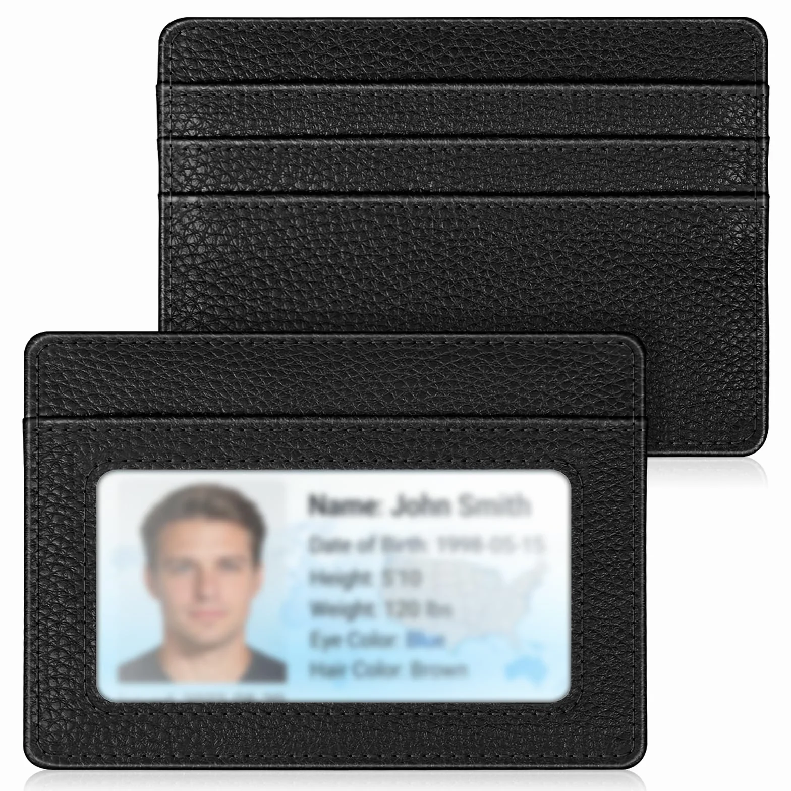 Fintie Smukły minimalistyczny portfel z kieszenią przednią, blokowanie RFID, etui na karty kredytowe z okienkiem na dowód osobisty, dla mężczyzn i kobiet (czarne)