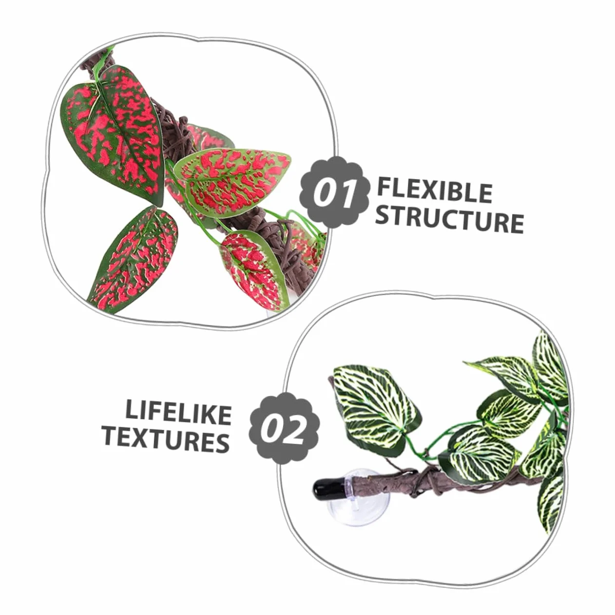 ORFOFE 2 Szt. Realistic Jungle Vines with Suction Cup for Reptile Tank Climbing Branches Flexible Terrarium Plant Decoration for Snakes Lizards Amphibians And Spiders