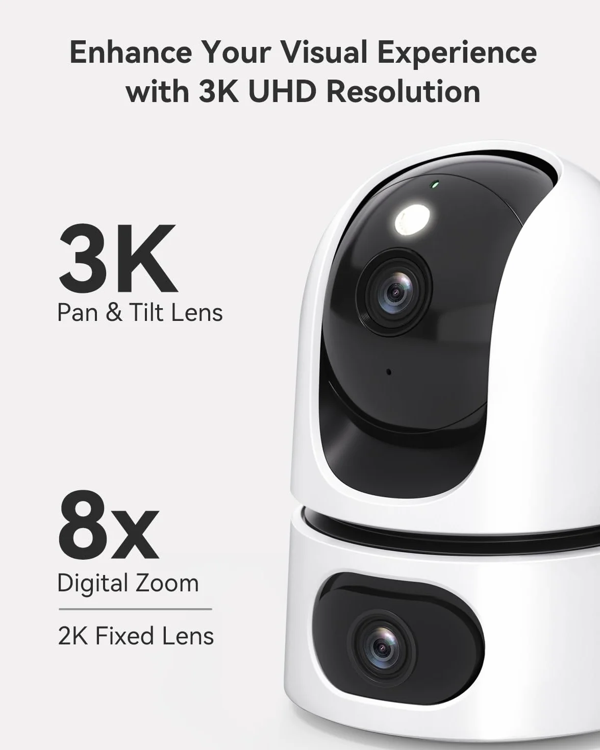 Imou Podwójna kamera do monitoringu 4 MP + 4 MP, do użytku wewnątrz z WiFi 2,4/5 GHz, rozpoznawanie osoby / zwierząt domowych, 360° PTZ WLAN, noktowizor, inteligentne śledzenie, 2-drożne audio, syrena