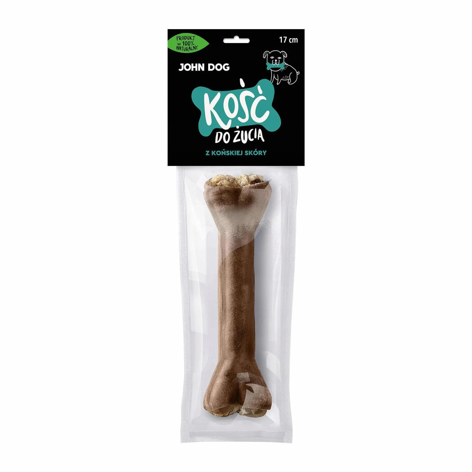 JOHN DOG kość do żucia ze skóry końskiej 17 cm
