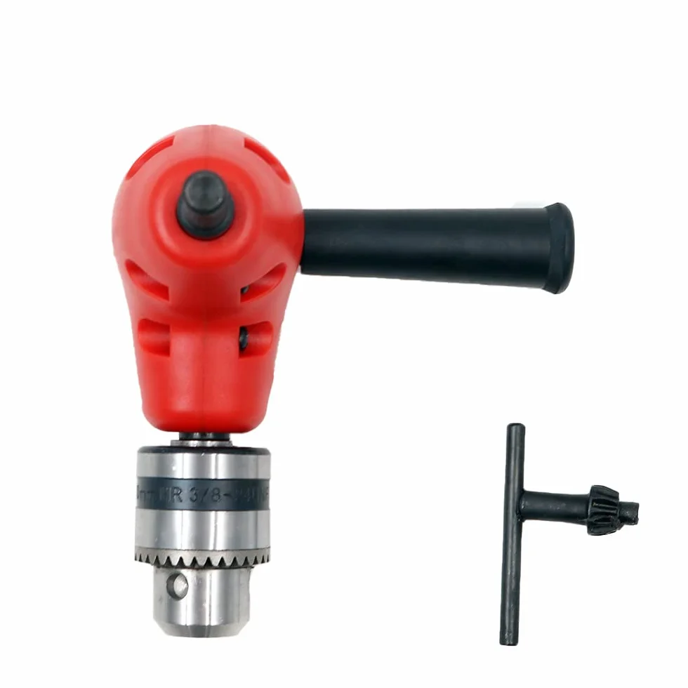 1-10 mm zaokrąglenie 90 stopni z zagięciem pod kątem prostym, przedłużenie, w pełni metalowa podszewka, stal węglowa, adapter do wierteł z trzonkiem 9,5 mm, 3/8 cala, czerwony i czarny