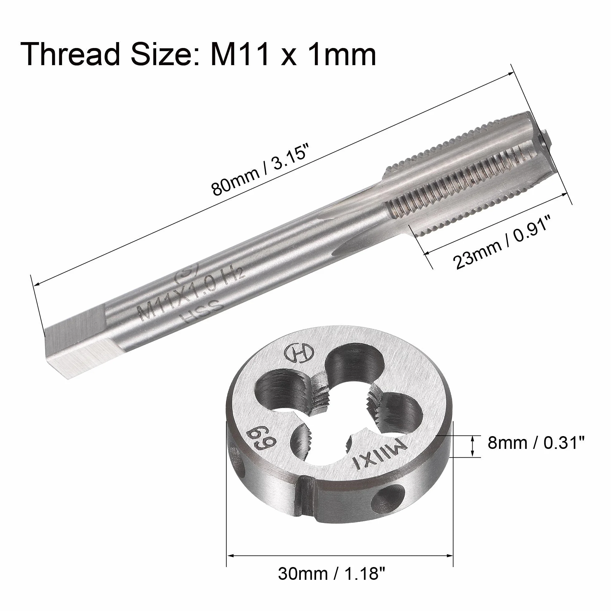 sourcing map Gwintownik M11 x 1 mm wiertło gwintowe z narzędziem stopowym