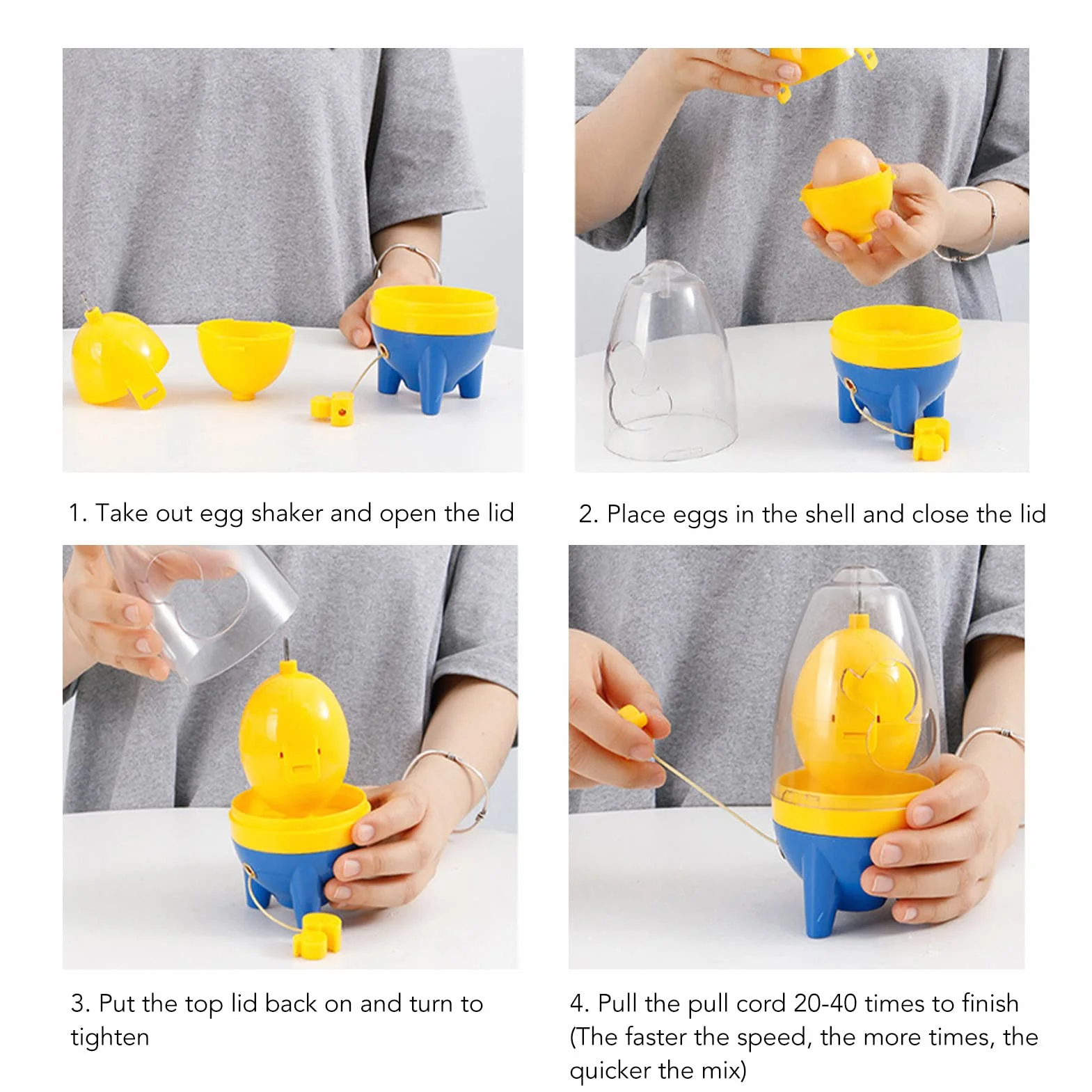 Przędzarka do Jajek, Ręczny Mikser do Wirowania Białek i Żółtków Przenośny Golden Egg Maker Niebieski