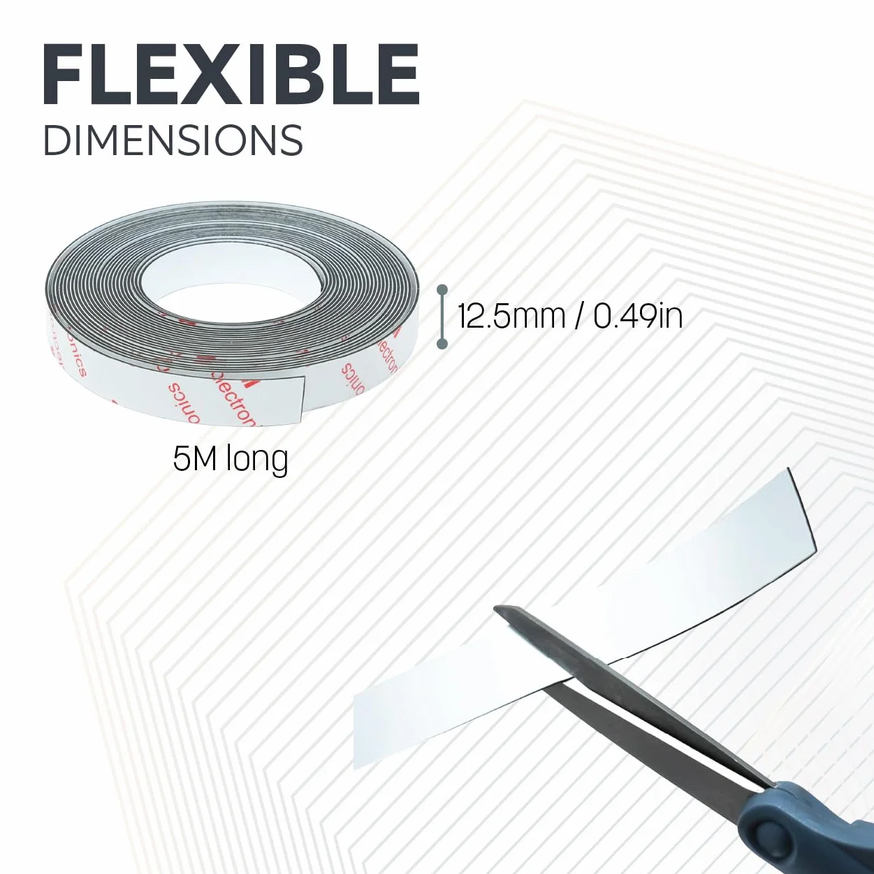 Magnes Expert® 12,7 mm szerokości x 1,3 mm grubości biała taśma żelazna z samoprzylepną (długość 5 m)