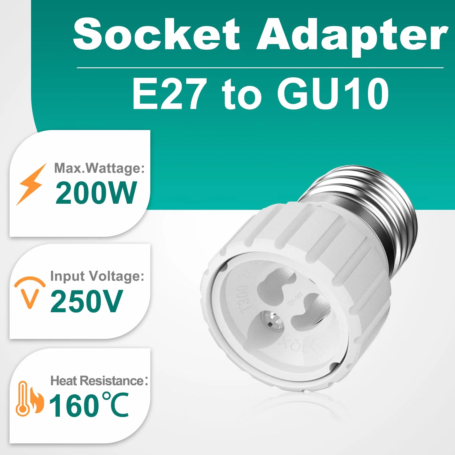 DiCUNO Konwerter gniazd E27 na GU10 / śruba Edisona E27 na GU10 adapter do żarówek LED maksymalna moc 200 W maksymalne napięcie 250 V 2-pak [klasa energetyczna A++]