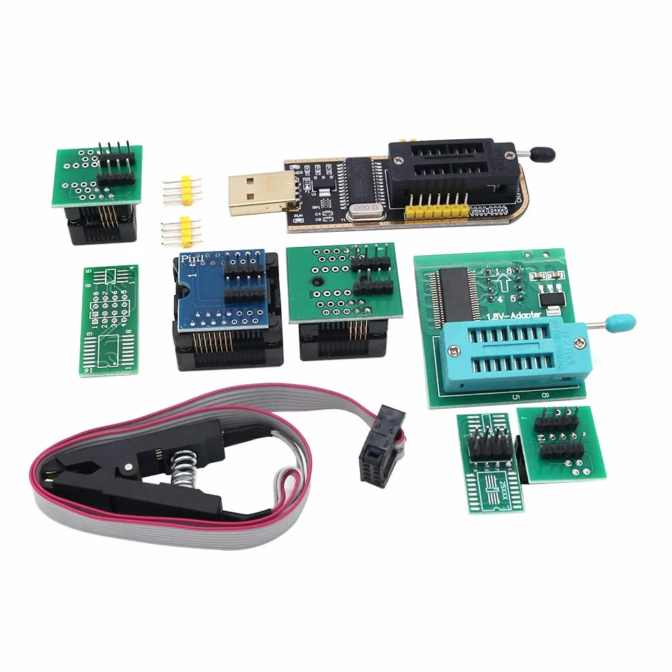 DollaTek Programator ch341a + sop8 do dip8 + adapter 1,8 V + gniazdo sop8 do dip8 + klips sop8