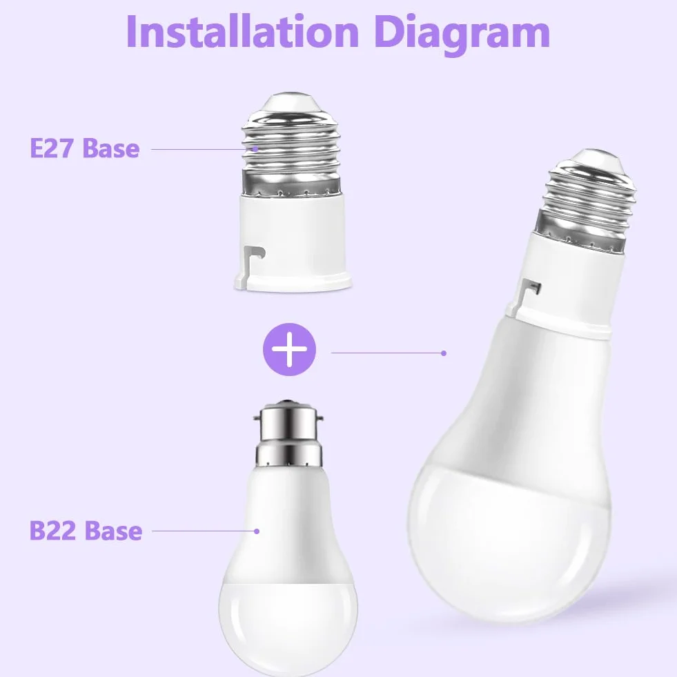 AUAUY adapter oprawki E27 na B22, konwerter oprawek żarówek, adapter śrubowy na Bajonet, konwerter gniazdo ES na BC, do żarówek LED, żarówek żarowych, żarówek CFL, opakowanie 4-pakowe