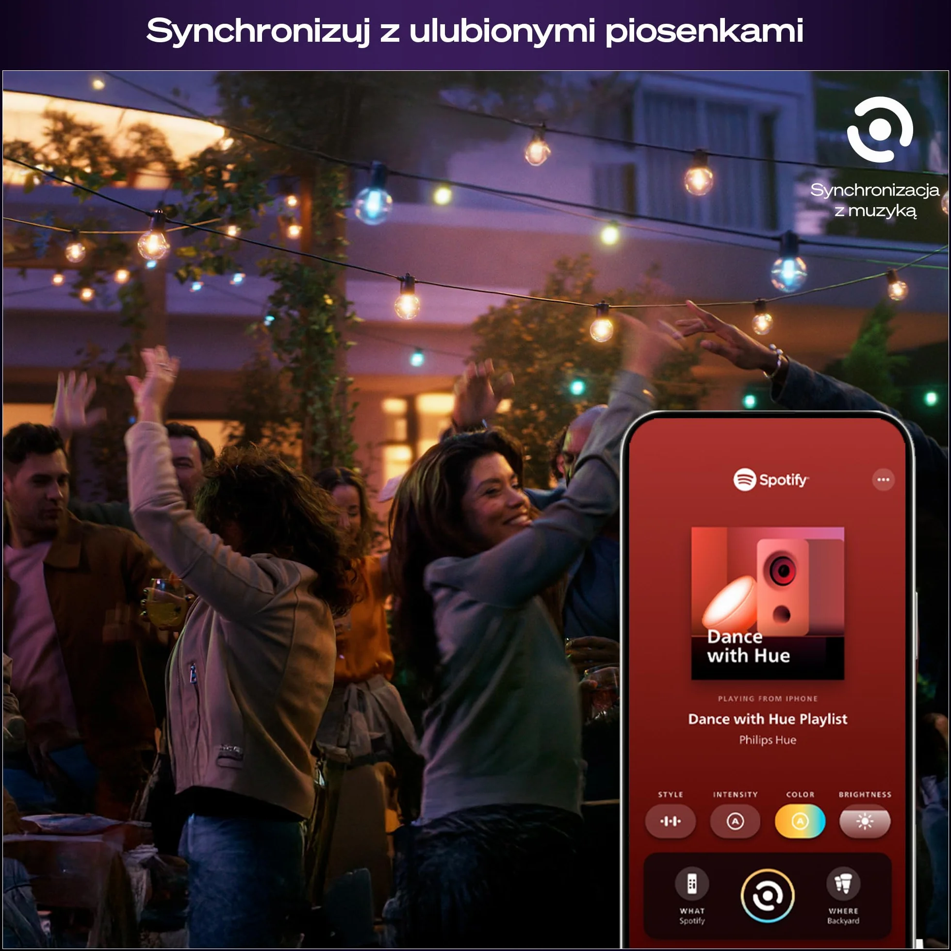 Philips Hue Festavia Globe Oświetlenie Na Zewnątrz, Biała i Kolorowa Atmosfera, 7 M, 10 Żarówek, Ściemniane, Sterowanie za pomocą Aplikacji Hue, Współpracuje z Alexa, Google Assistant i Apple Home