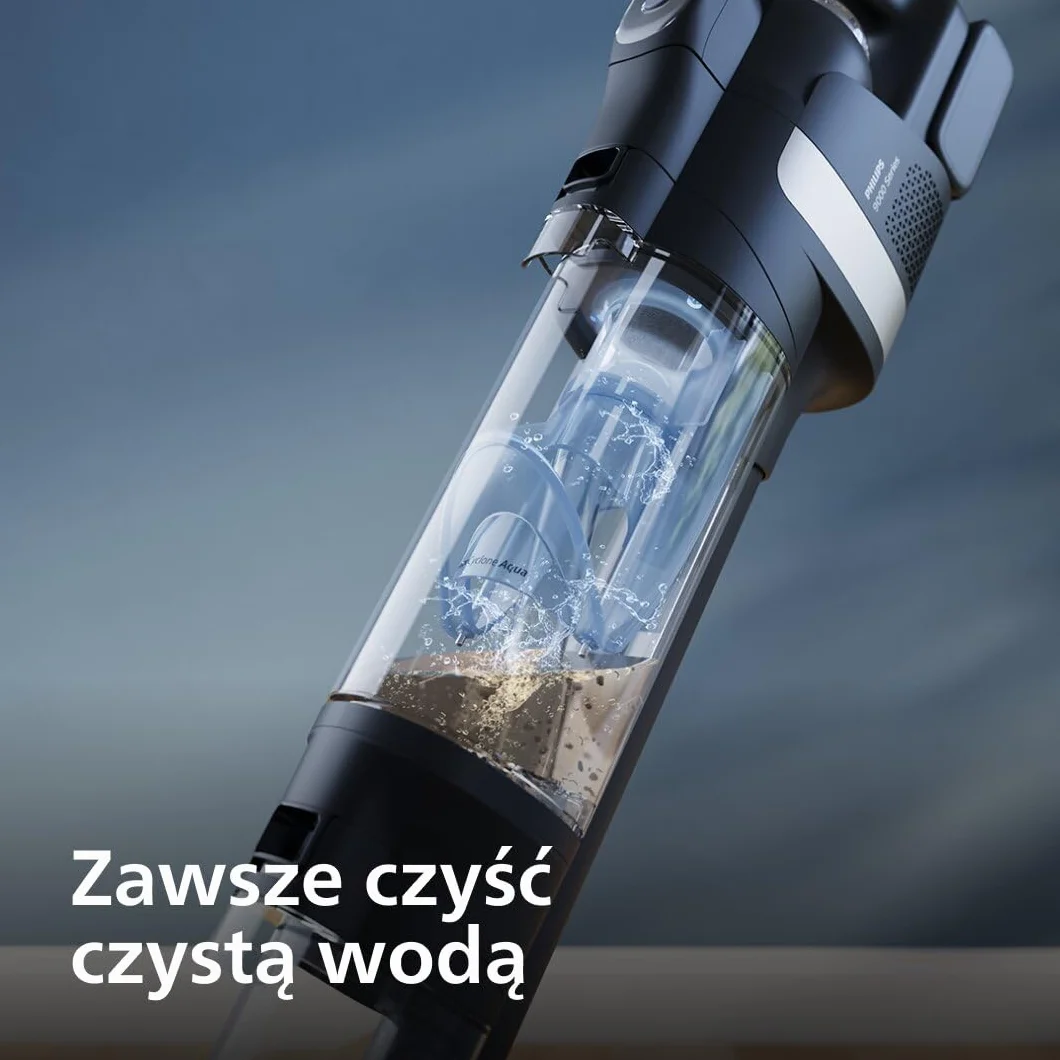 Philips Bezprzewodowy odkurzacz AquaTrio z serii 9000 - czyszczenie na mokro i sucho 3 w 1, higieniczne, automatyczne czyszczenie, system podwójnej szczotki, wykrywanie zabrudzeń LED (XW9463/11)