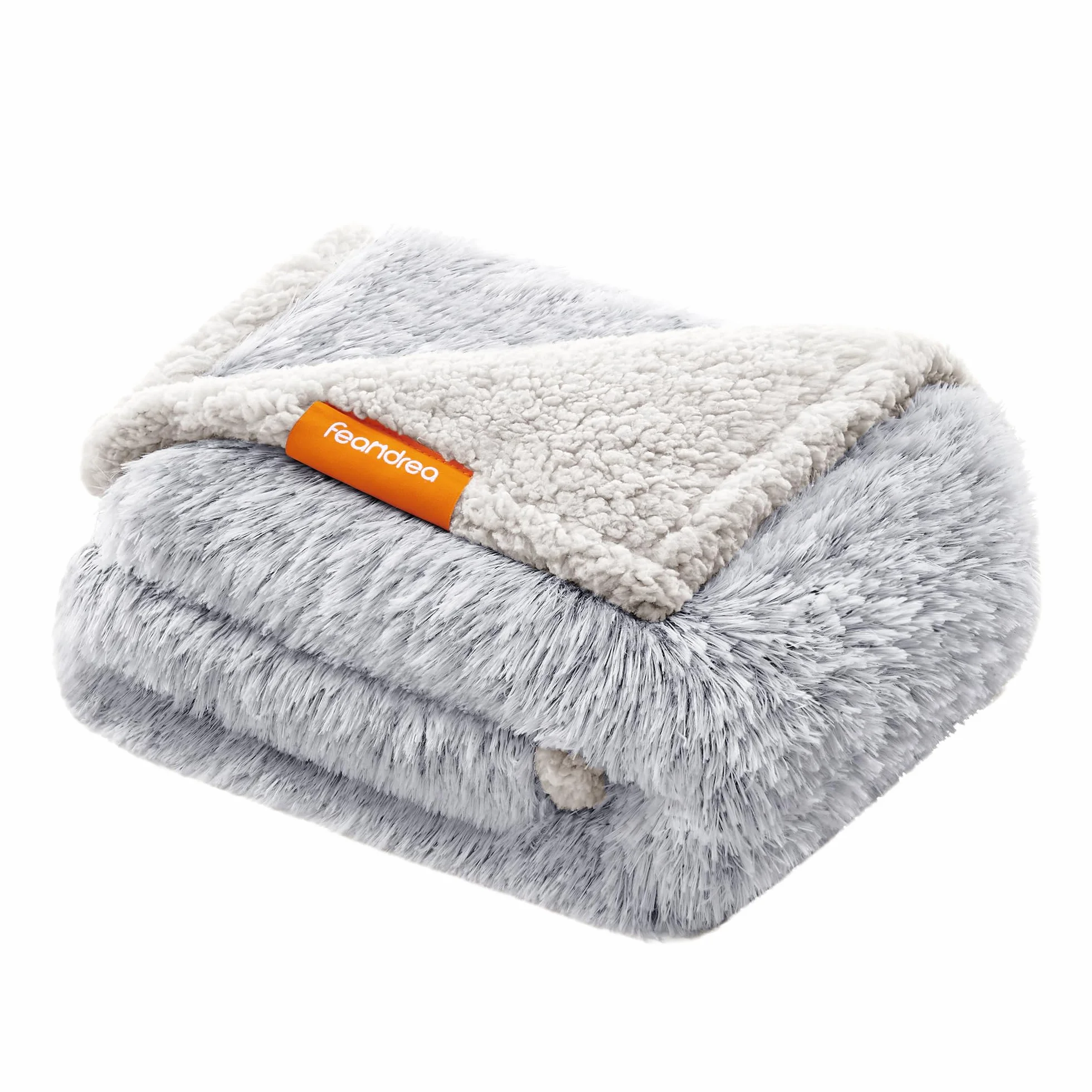 Feandrea wodoodporny kocyk dla psa, długi pluszowy koc dla miniaturowych i małych psów, kotów, 102 x 73 cm, M, polar Sherpa, dwustronny, ochrona sofy, Ombre szary PPB004G01